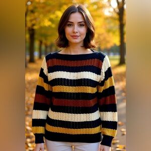 Vintage Cassandre Italian Striped Cotton Sweater